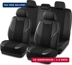 Road Comforts Car Seat Cover Full Set, Leather Mesh Seat Covers, Airbag Compatib