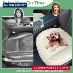 2 Pack Leather Front Car Seat Cover Bottom Only, Anti-slip Padded Seat Cushion,