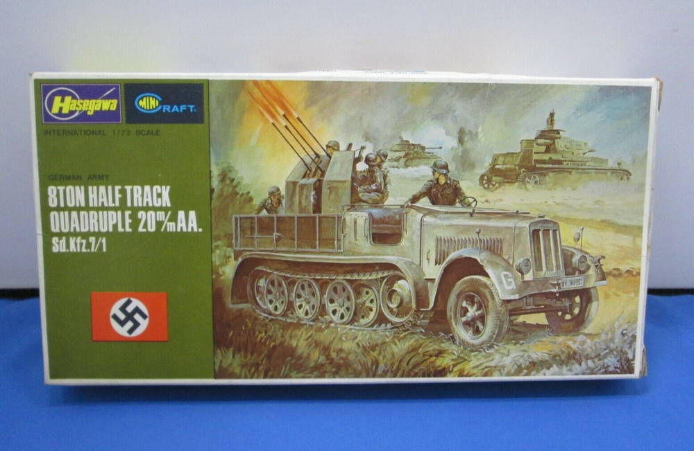 Hasegawa German Army 8 Ton Half Track Quadruple 20mm AA SD KFZ Model Kit ~ I2#17
