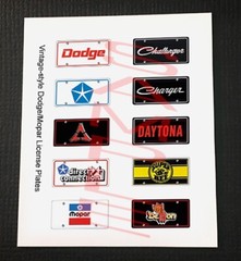 VINTAGE STYLE DODGE MOPAR miniature LICENSE PLATES for 1/25 scale MODEL CARS