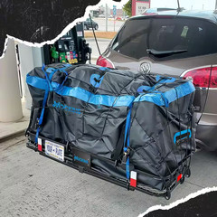 60 In. X 24 In. X 6 In. Folding Tow Hitch Mount Cargo Carrier W/ 25 Cu. Ft. Blue