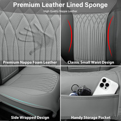 Car Seat Protector, 2 Pack Sideless Nappa Leather Seat Covers for Cars, All Seas