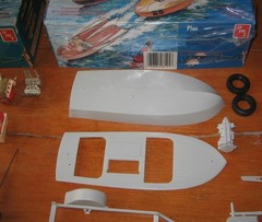 AMT Customizing Boat Kit Lot of 2 Vintage Built in Box & Unbuilt Blueprinter 60s