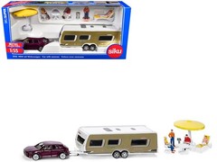SIKU SK2542 Porsche Macan Turbo Maroon Metallic and Dethleffs
