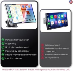 9″ Portable CarPlay Screen for Car, CooCom UHD Car Stereo with Touch Screen